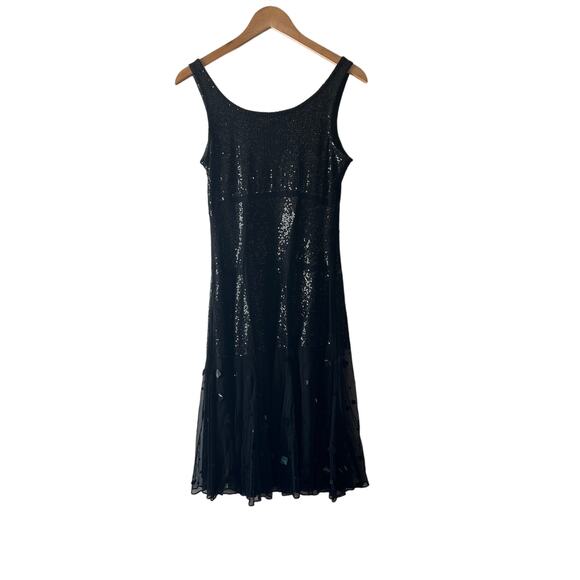 Vintage Y2k Q.U.E. Sequin Black Sleevless Party Dress Size 6 - Picture 3 of 7